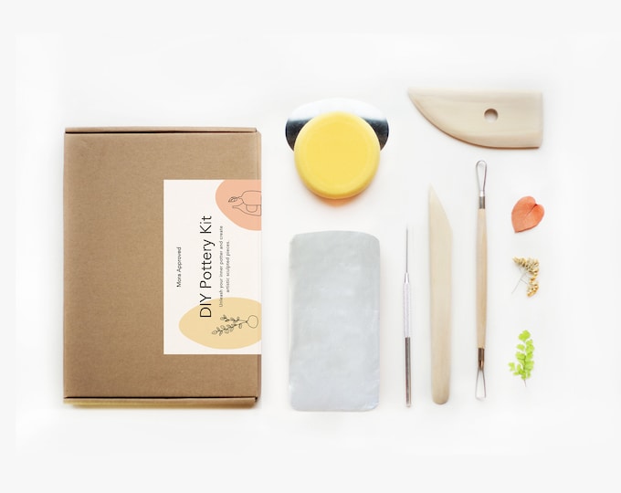DIY Air Dry Clay Pottery Kit: Beginner Sculpting with Pressed Flowers