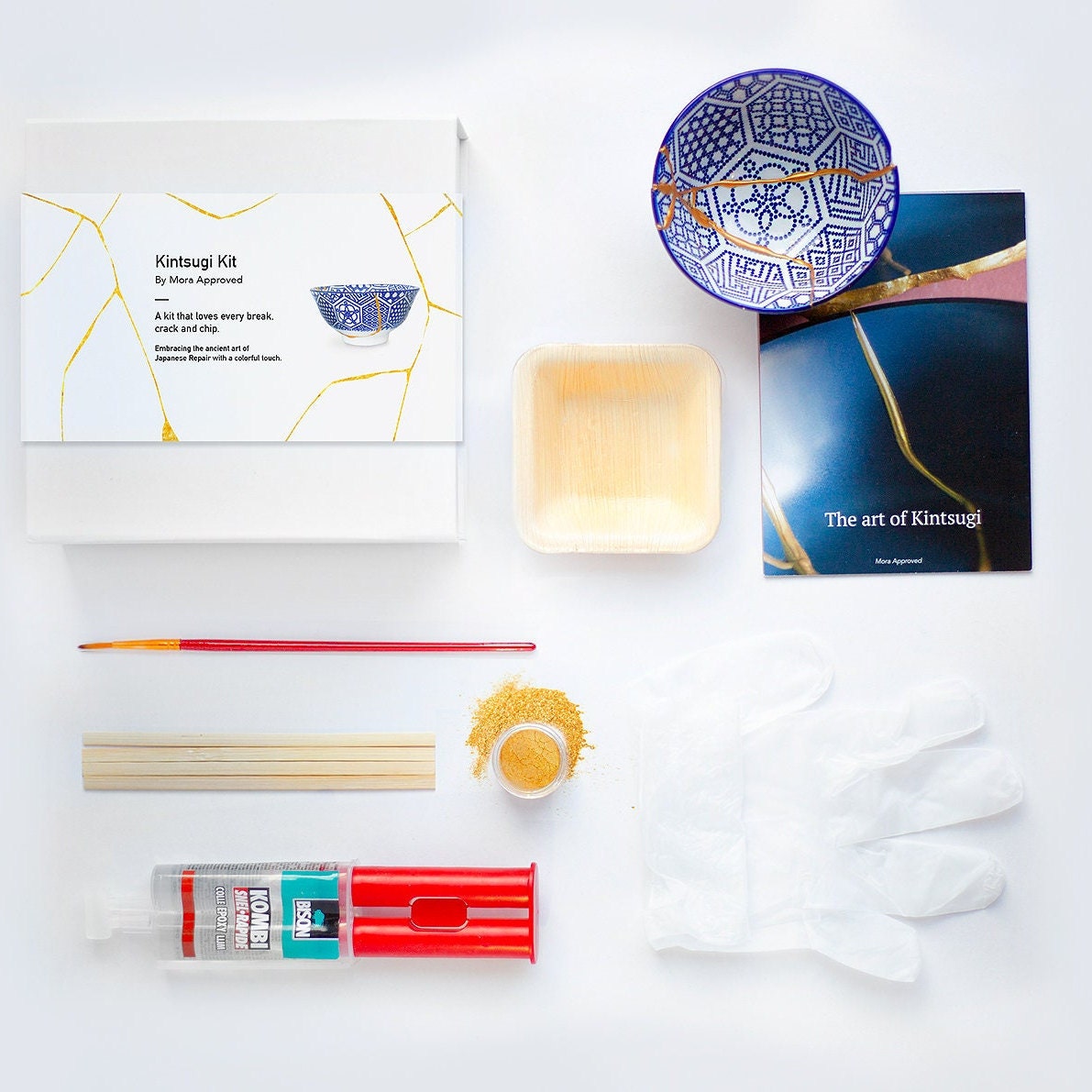 Premium Kintsugi Kit With Japanese Porcelain Geometric 