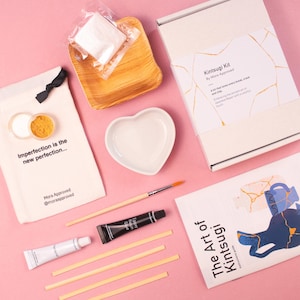 Kintsugi Kit mit Herz - DIY Healing Craft Geschenk, Weihnachtsgeschenk