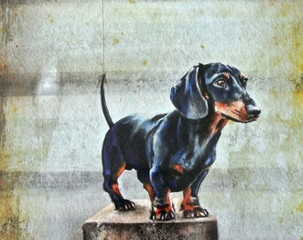 Dachshund art print, dachshund lovers gift, sausage dog print, sausage dog lovers gift, black and tan dachshund, cute dachshund