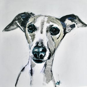 Greyhound art print, greyhound lover, greyhound gifts, greyhound wall decor, whippet art print, dog lovers art, affordable gift, collage art
