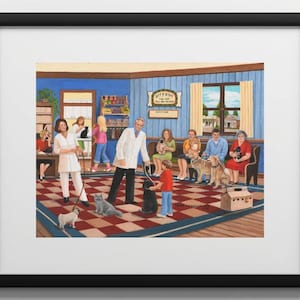 Doctor's Office Framed Print - medicine cabinet, antique wall clock, country doctor, nurse, retro 1940’s, doctor’s office, PERSONALIZED