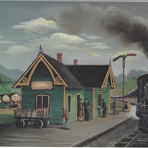 Train Station Framed Print - passenger train, locomotive, steam engine, railroad depot, soldier, vintage railroad station - PERSONALIZED