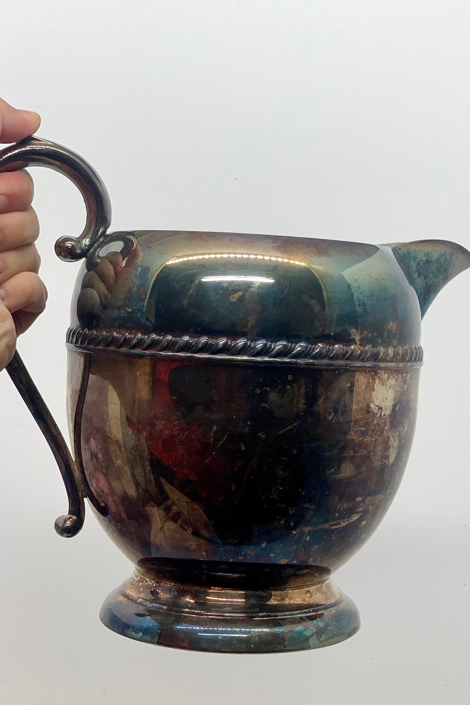 Vintage Silver On Copper Pitcher Etsy