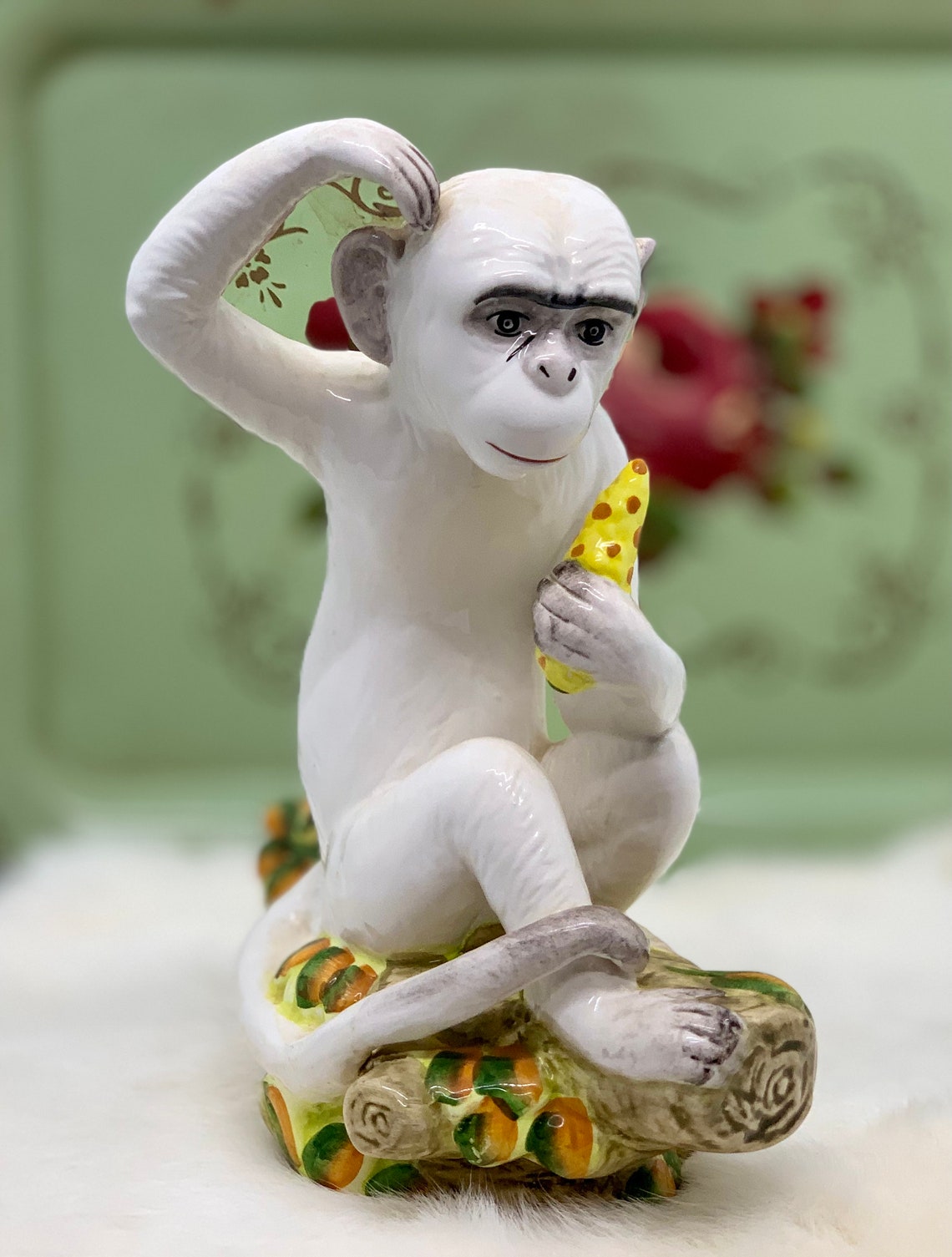 Vintage porcelain Monkey figurine monkey statue Italian Etsy