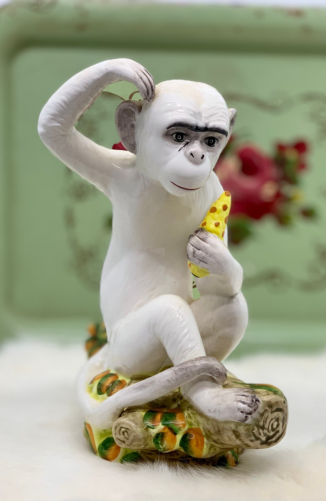 Vintage porcelain Monkey figurine monkey statue Italian Etsy