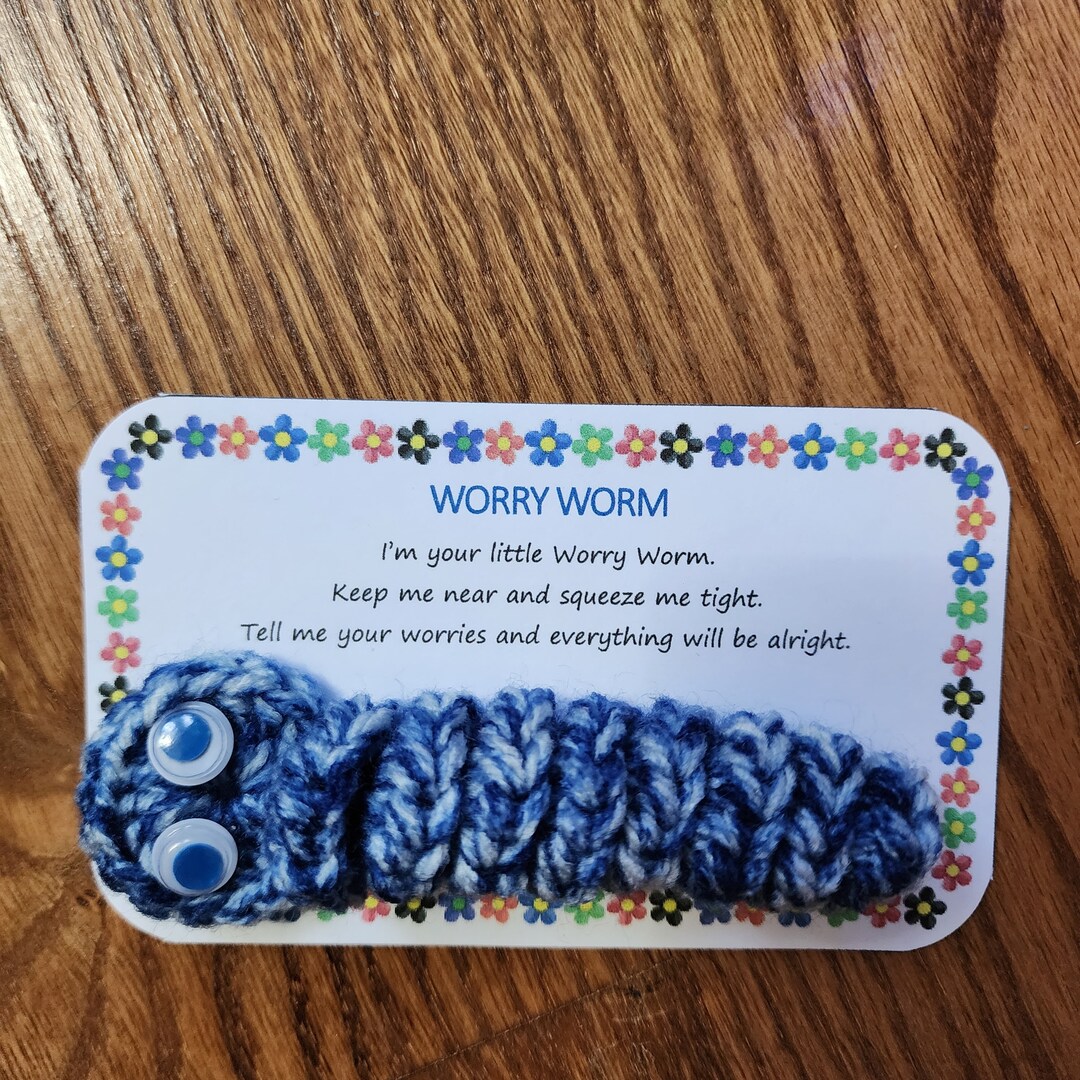 Blue Jean Indigo Worry Worm, Fidget Toy, ADHD Toy, Keyring, Anxiety Toy