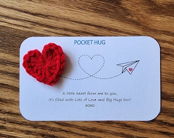 Pocket Hug Heart, Thoughtful Gift, Crochet Hug Gift, Special Friend, Miss You Gift, Love You Gift, Thinking of You, First Day of School, Hug