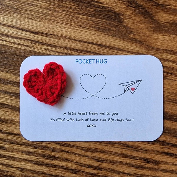 Pocket Hug Heart, Thoughtful Gift, Crochet Hug Gift, Special Friend, Miss You Gift, Love You Gift, Thinking of You, First Day of School, Hug