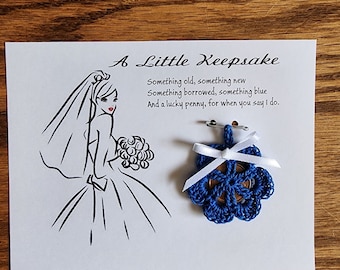 Bride, Wedding Gift, A Little Keepsake, Brides Lucky Penny Charm, Wedding Tradition, Bride Shower Gift, Something Blue, Special Bride, Love