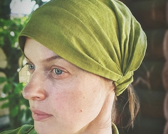 Headband wide linen, Hair band women, summer head cover,