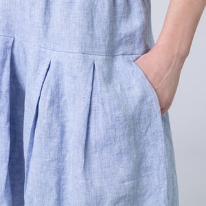 Linen Knee Length Culotte Shorts, Pleated Skirt Shorts, Wide Leg Bermuda Shorts, Half Pants image 6