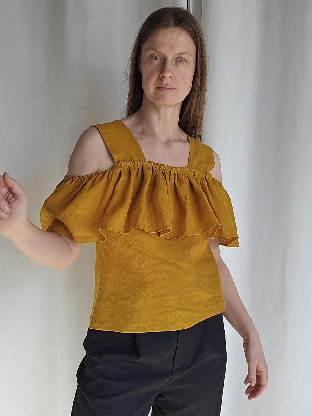 Slflina Relaxed 2 4 Ruffle Top Lint main image 0