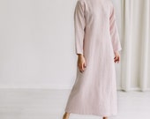 Linen Modest Dress for Woman, Long Slip Dress with Long Sleeves Linen Modest Dress for Woman, Long Slip Dress with Long Sleeves
