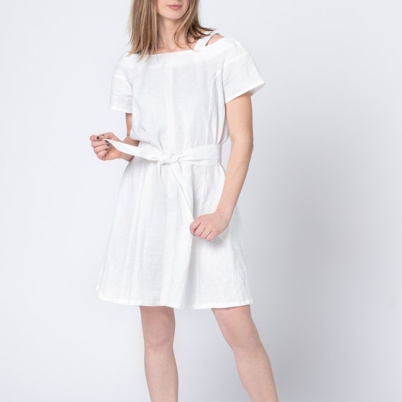cold shoulder linen dress