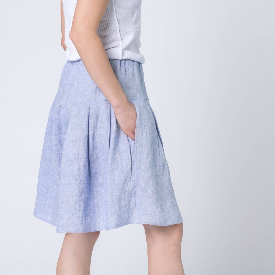 Linen Pleated Skirt Shorts Wide Leg Bermuda Shorts Long - Etsy