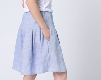 Linen pleated skirt shorts, Wide Leg Bermuda Shorts, Long Shorts for Summer