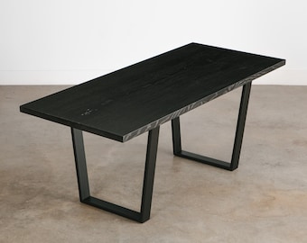 Modern Handmade Office Desk| Blackened Ash | Solid Wood and Steel