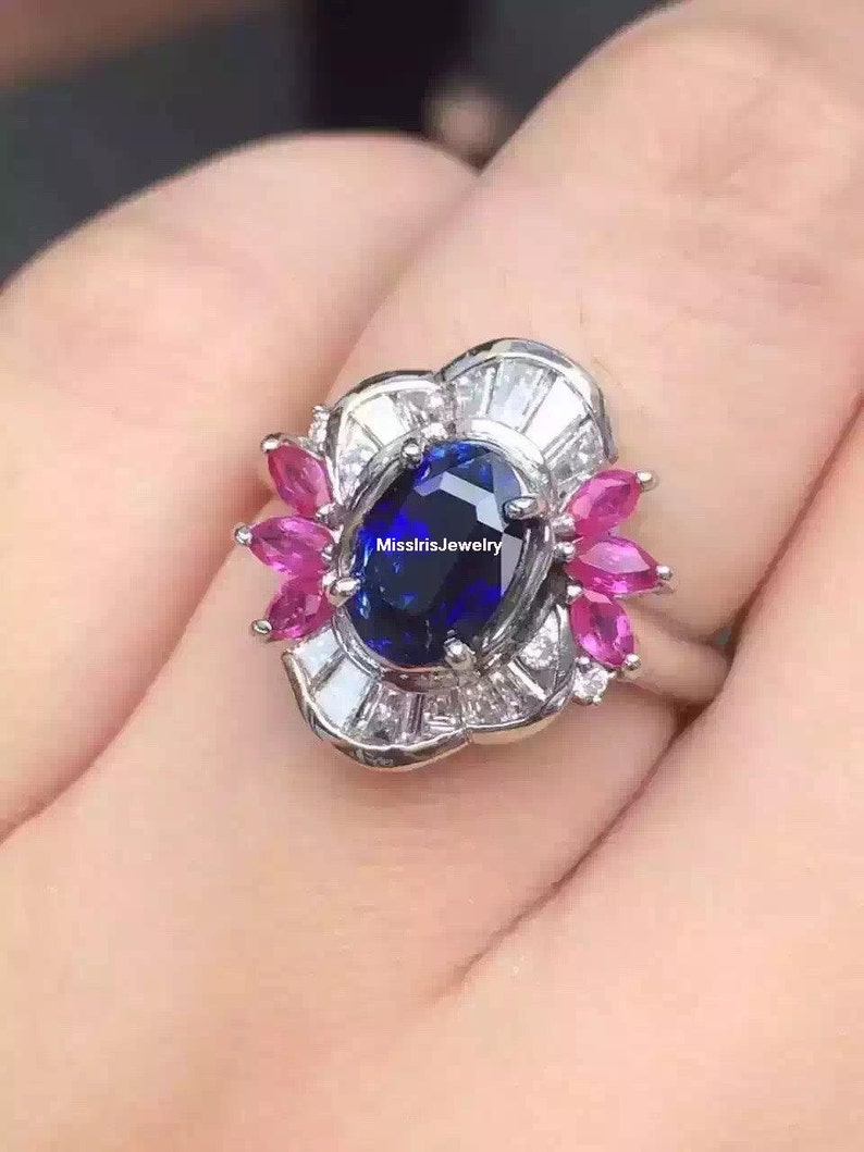 Sapphire and Ruby Engagement Ring Etsy