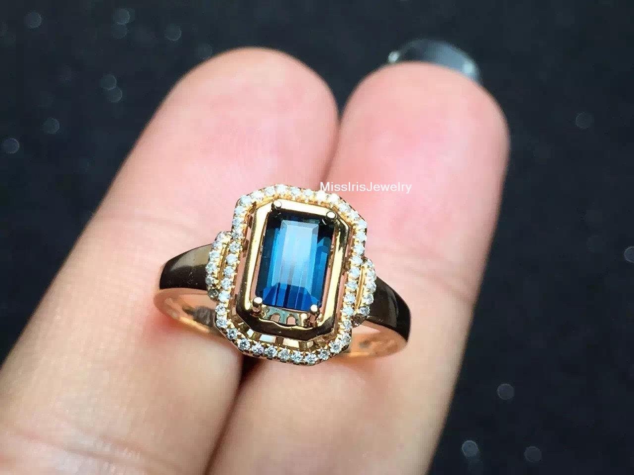 Blue Tourmaline Engagement Ring | Etsy