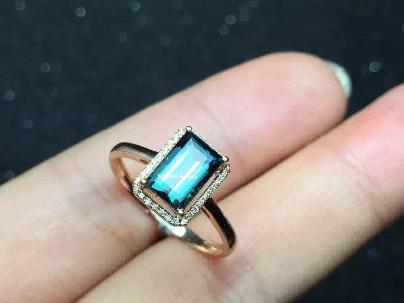 Blue Tourmaline Engagement Ring Etsy