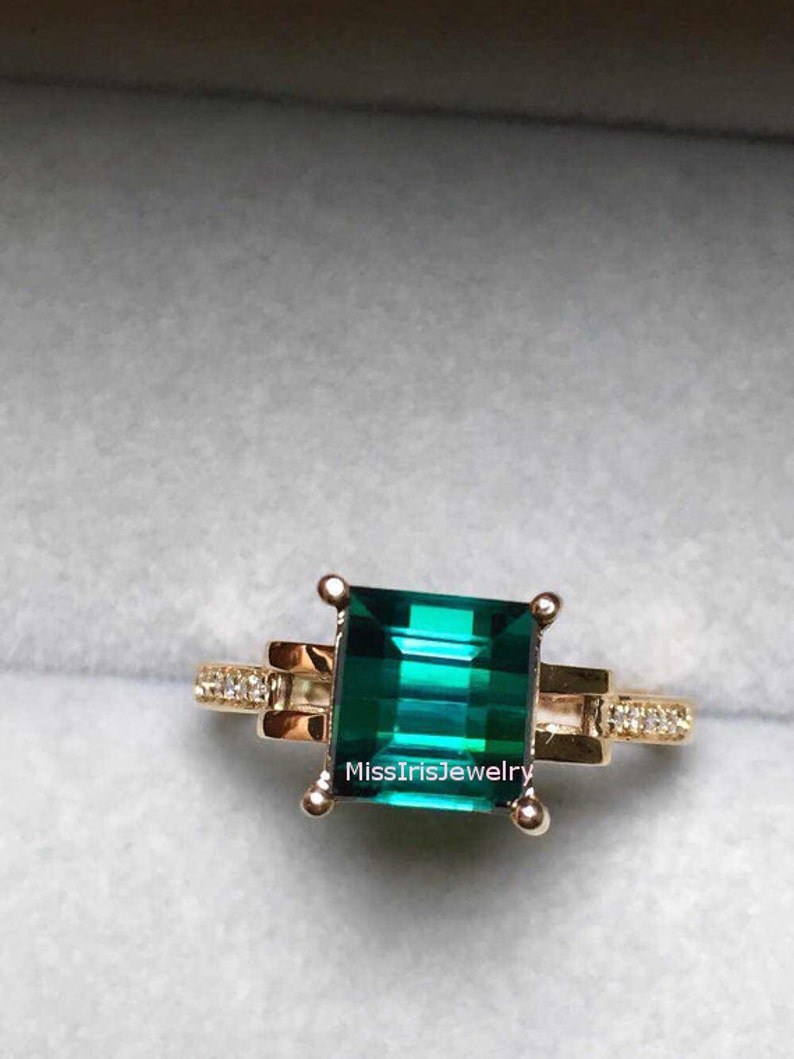 Turquoise Tourmaline Engagement Ring | Etsy