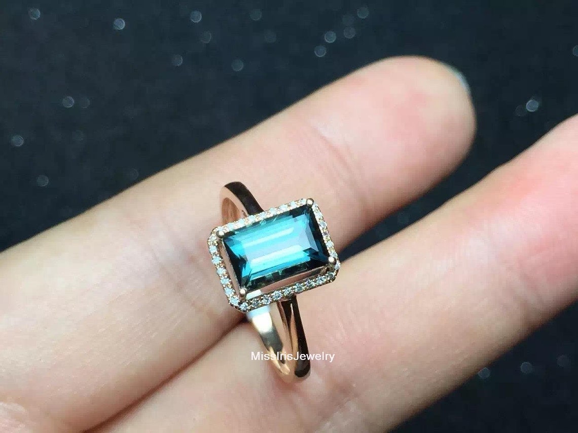 Blue Tourmaline Engagement Ring Etsy