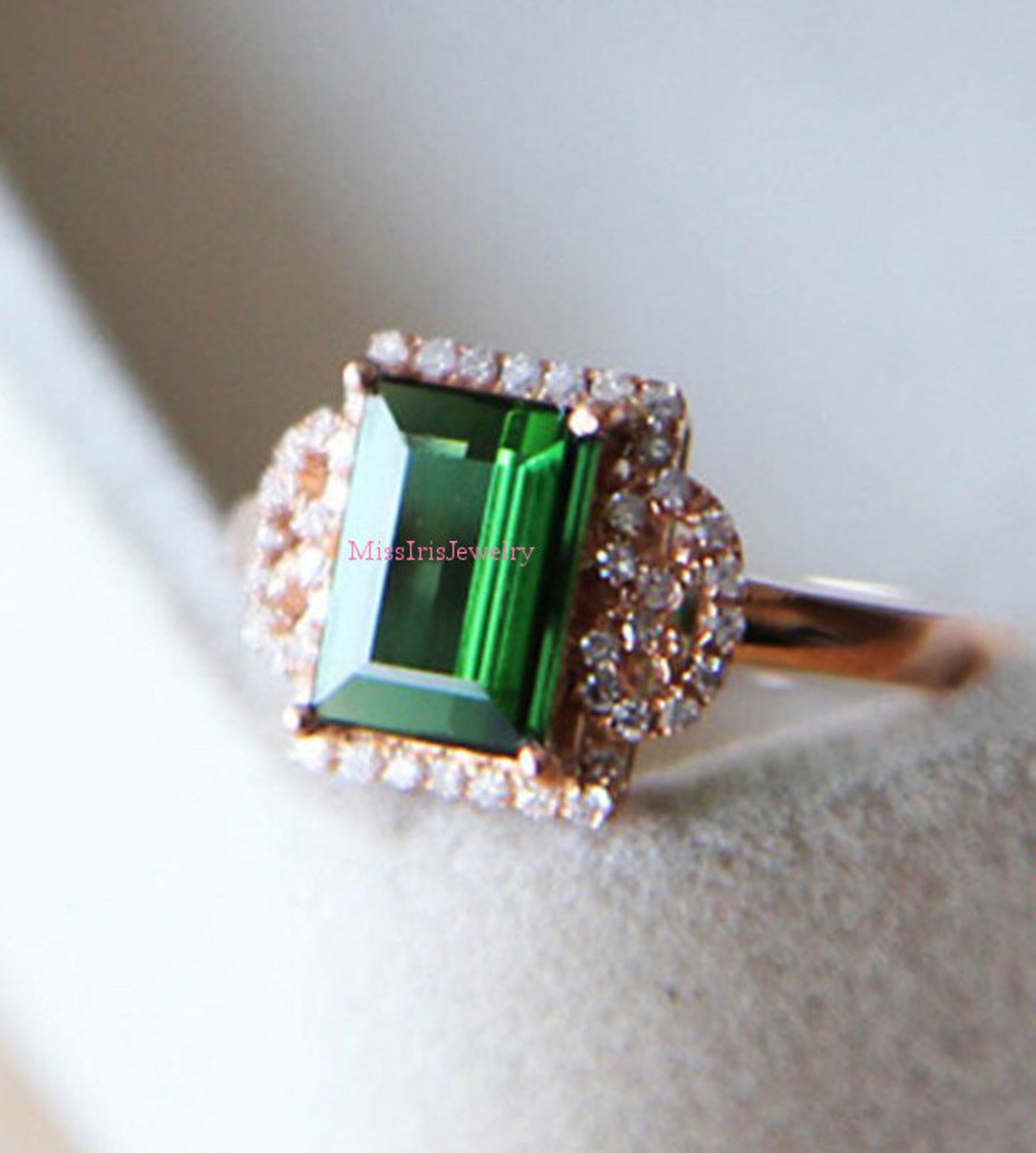 Green Tourmaline Engagement Ring Etsy