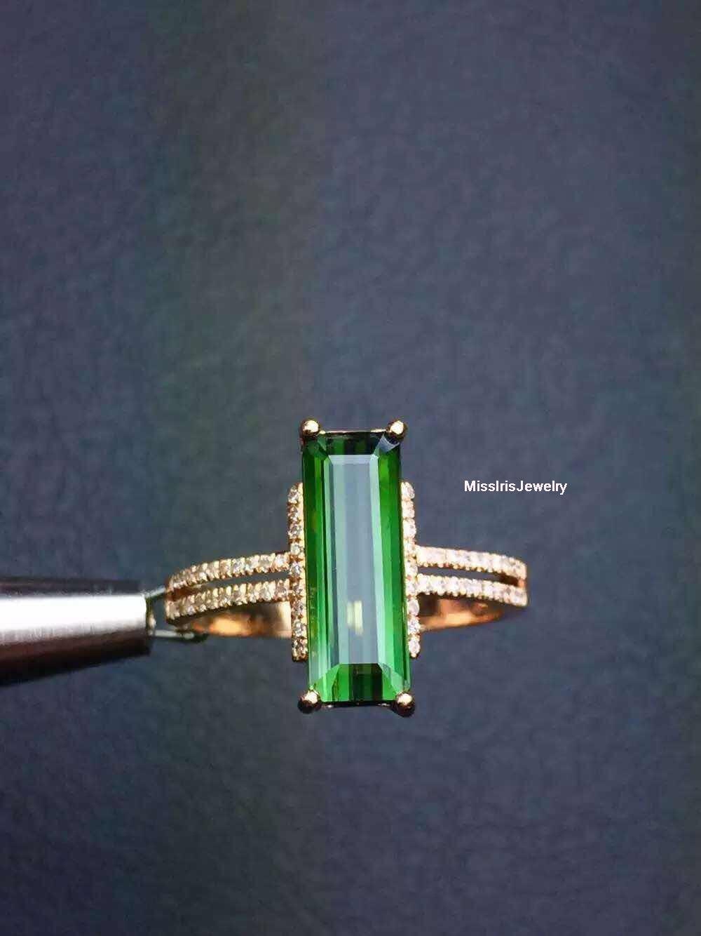 Green Tourmaline Engagement Ring Etsy