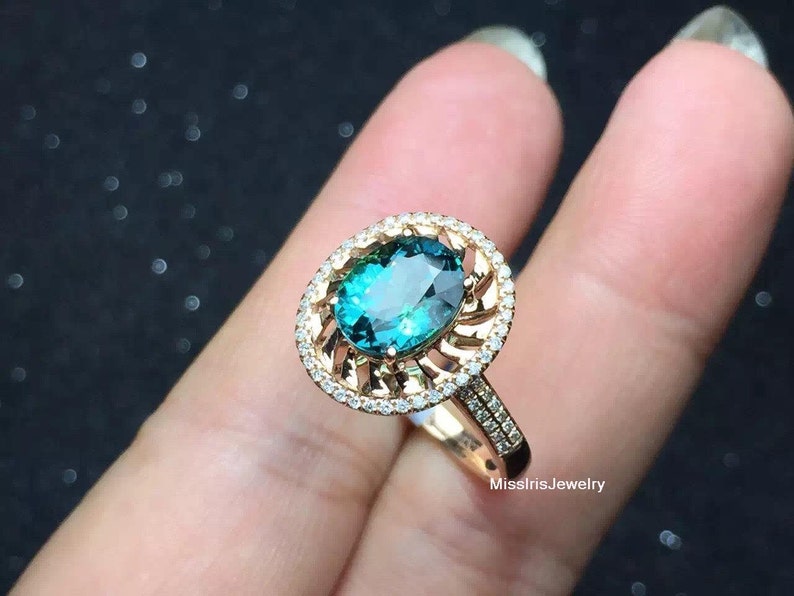 Blue Tourmaline Engagement Ring Etsy