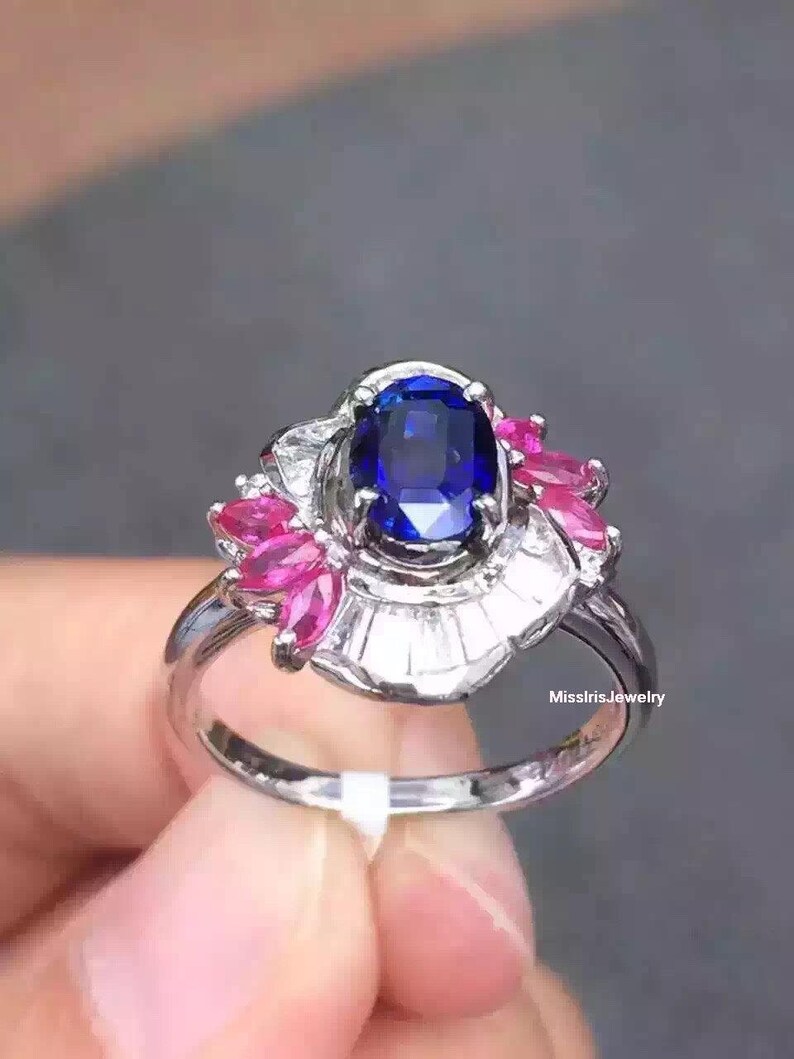 Sapphire and Ruby Engagement Ring Etsy
