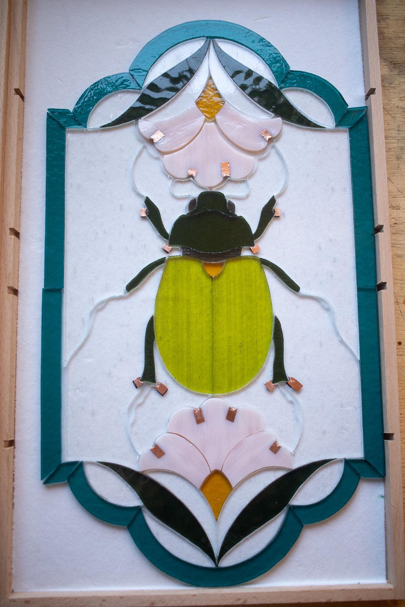 Printable Scarab Pattern Digital Pattern Garden Scarab Panel, Stained Glass Pattern Download ...