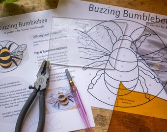 Digital Pattern Bumble Bee, Stained Glass Pattern Download, Bumble Bee Pattern, Bumble Bee Pattern, Stain Glass Ornament Pattern