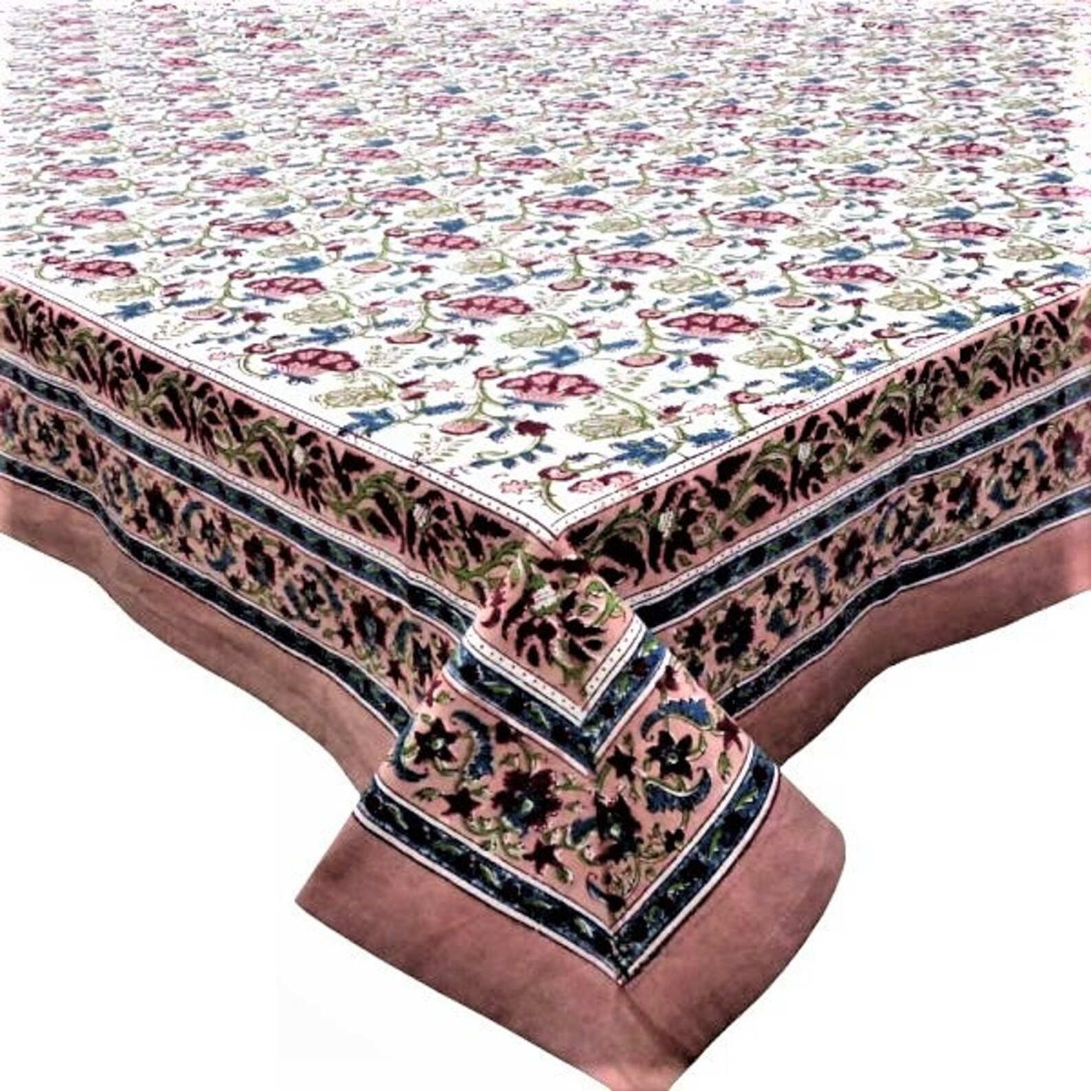 72x107 Hand Printed Cotton Tablecloth 8 Seater 6x9 Rectangle Etsy