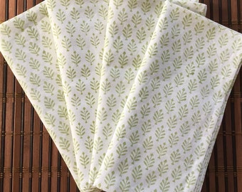 Block Print Napkins, Set Of 4 Light Lime Tropical, Boho Table Setting