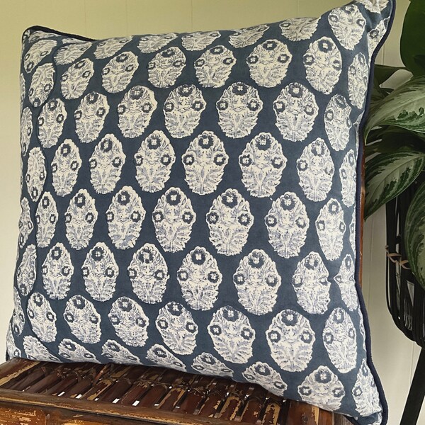Red - Set of 2 Bagru Block Print Cotton Pillow Covers 25