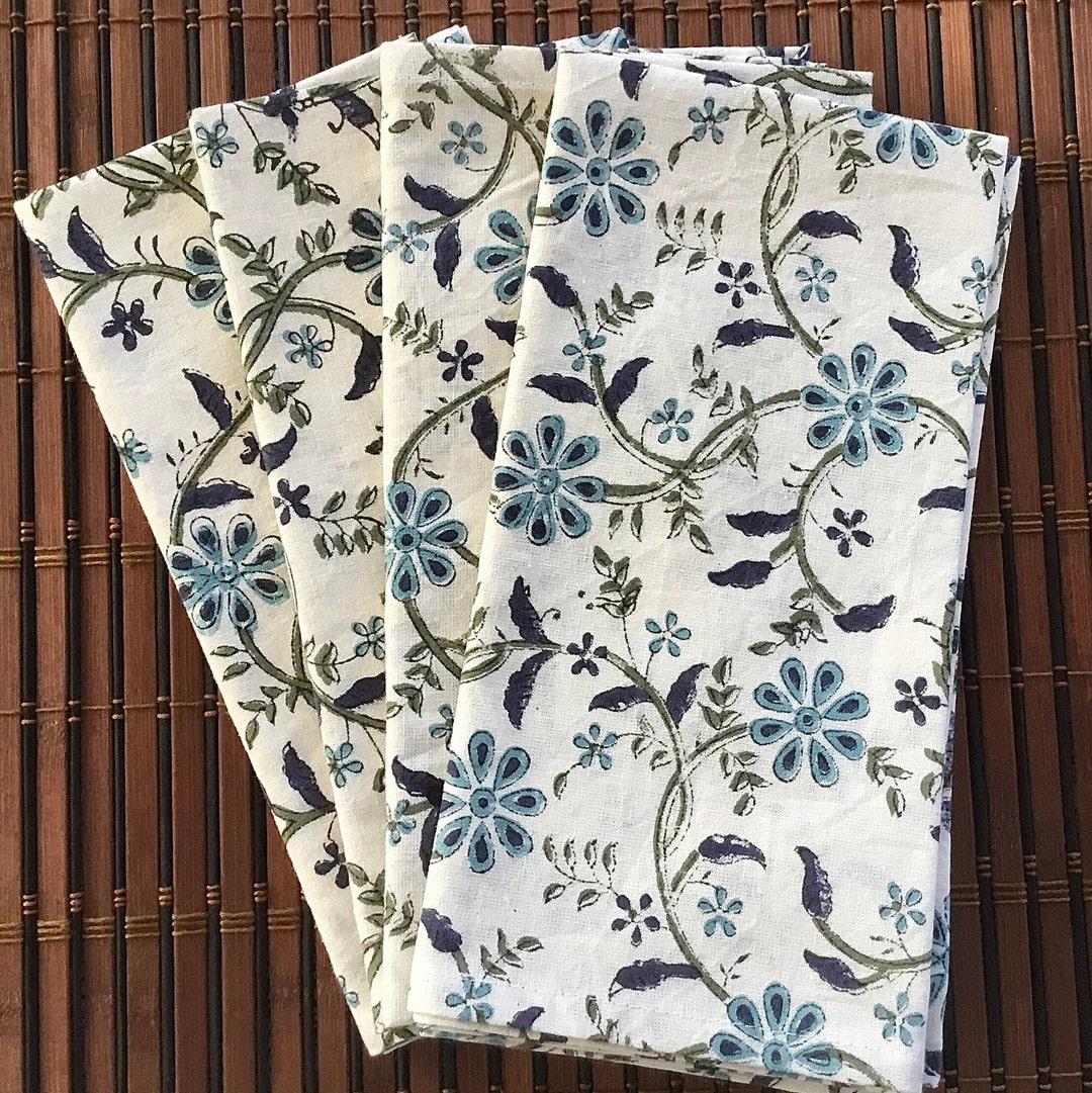 Set of 4 - Brown Hand Batik Printed Table Napkins (18 x 18 in) 08