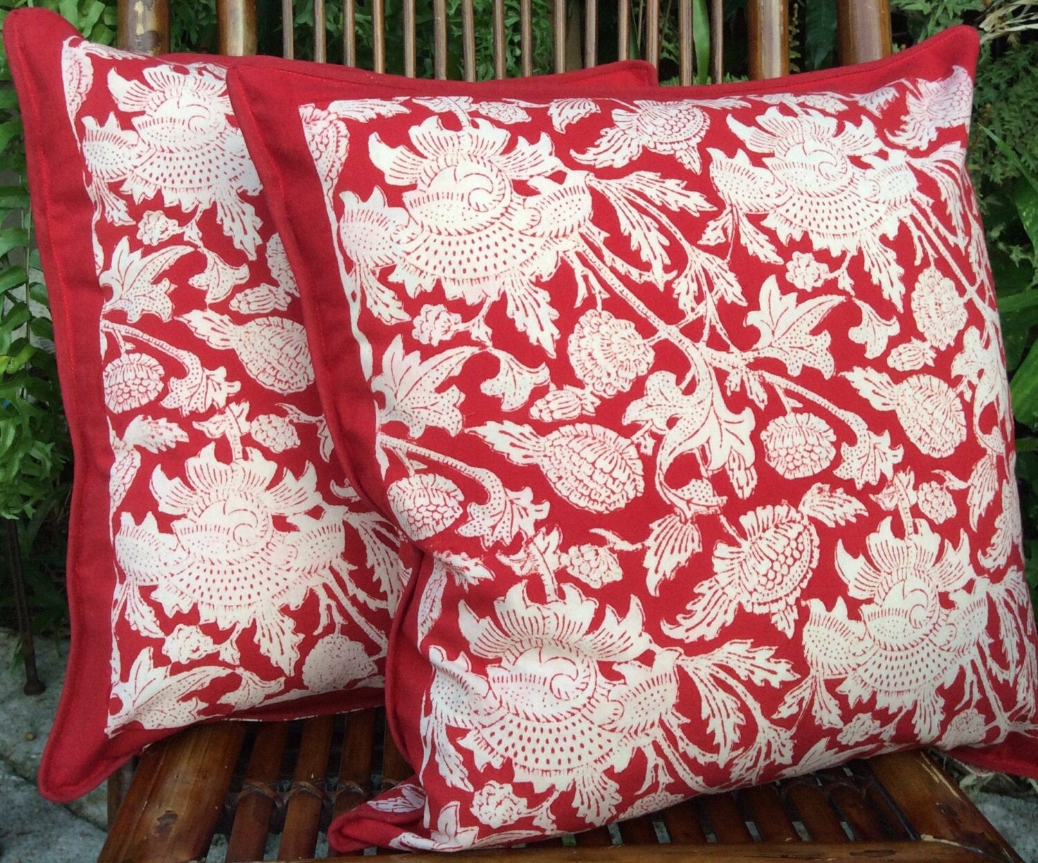 Block Printed Cotton 17 Pillow Cover Red Traditional Etsy