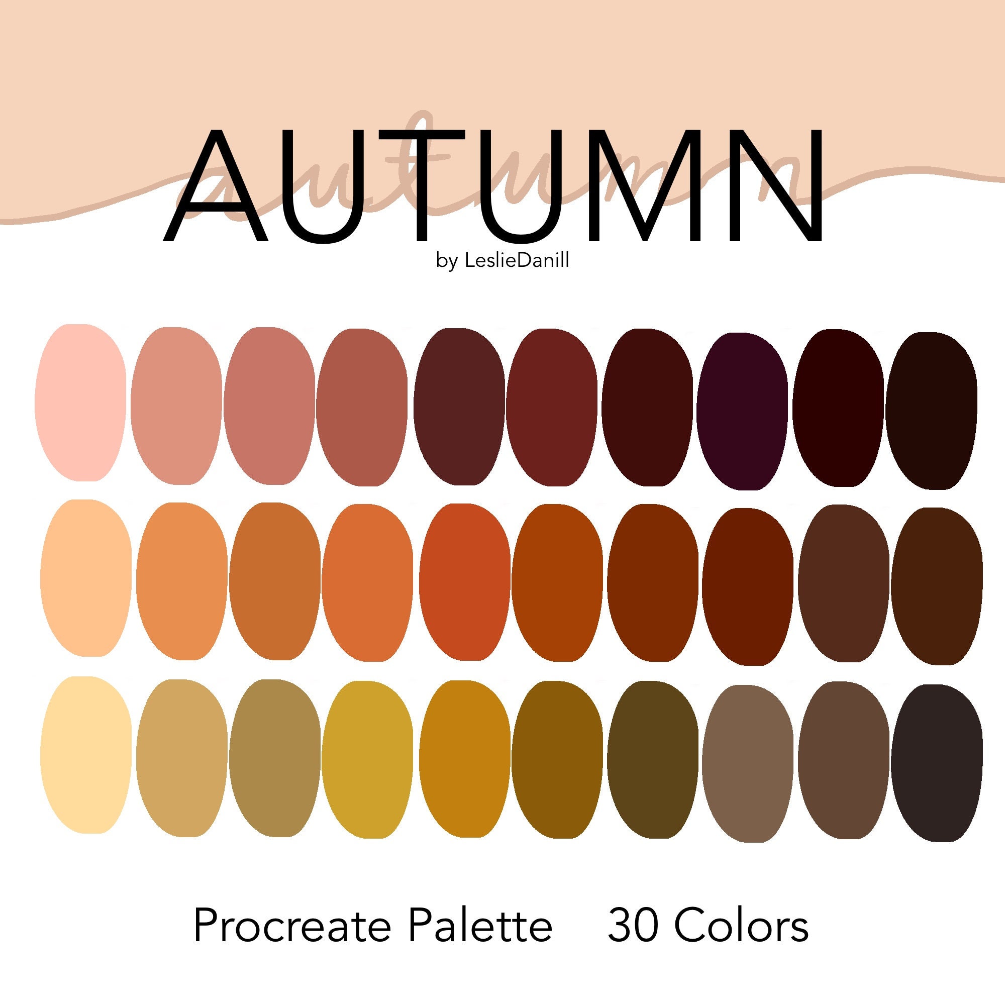 Pumpkin Spice Procreate Color Palette - pastel colors, cute color palette  cards, autumn fall procreate colors, halloween colors
