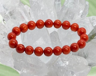 Orange Coral Bracelet ,8mm Round Gemstone,Man ,Women Bracelet,Beaded Bracelet ,Gemstone Bracelet ,Love Gemstone,Healing Fortune Bracelet