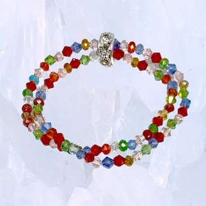 Swarovski Bicone  2mm Colorful  Wedding ,Bridal Bracelet | Women,Girl,Crystal Bracelet | Silver Stone ,Love Bracelet | Stretch bracelet