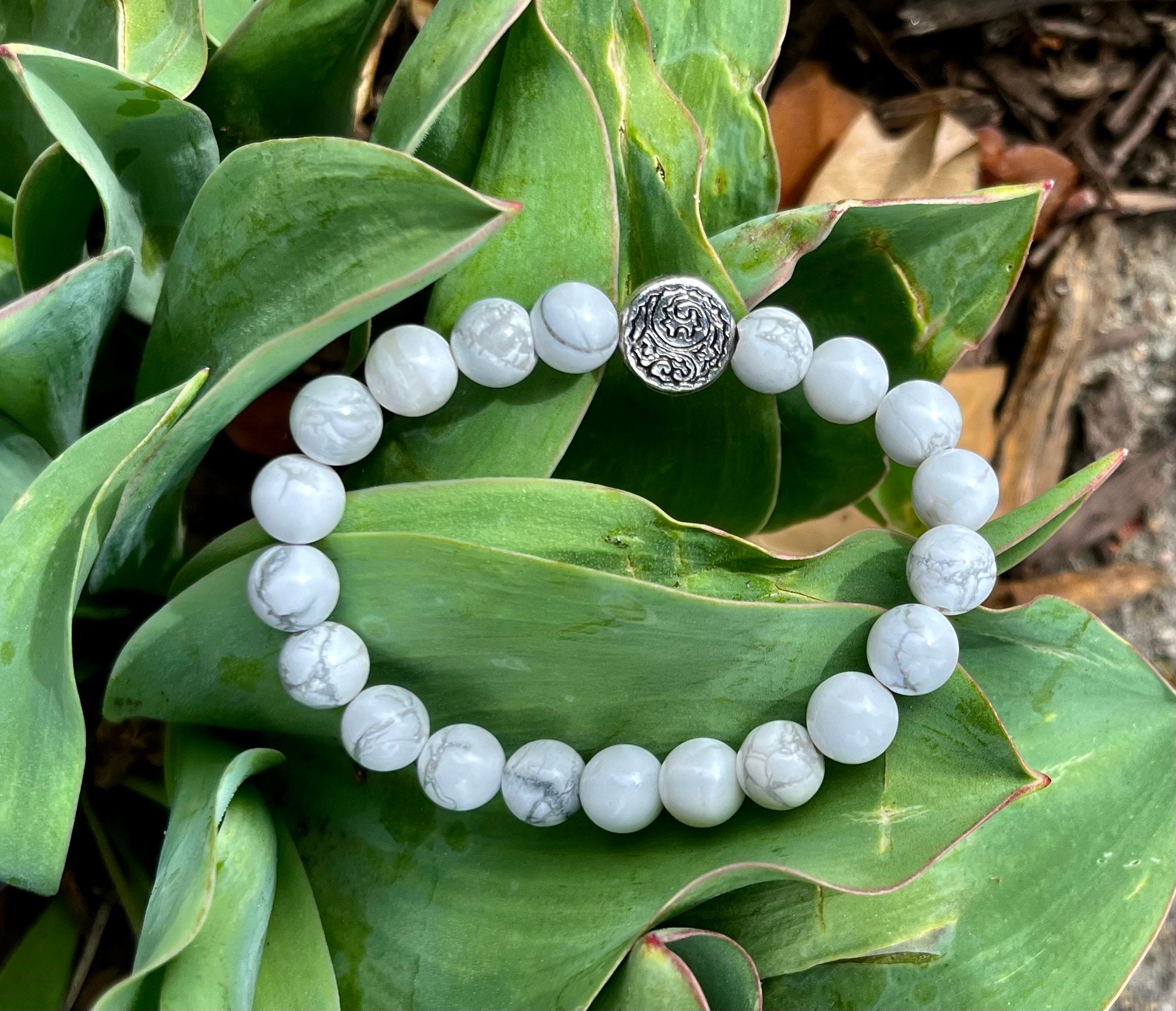 Unique Howlite Bracelet Howlite Round Bead Bracelet Unisex Etsy Norway