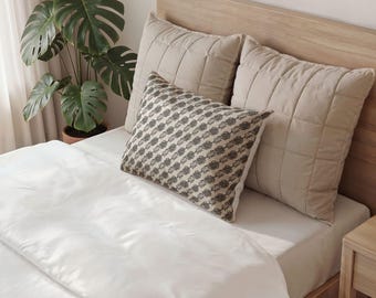 Vintage Heart-Key Pattern Pillow Sham | Neutral Tones | 100% Cotton | 'One Love' Collection