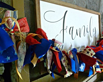 Fourth of July Rag Tie Banner: Patriotic Party Garland