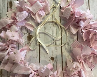 Pink Ragtie Garland: Baby Girl Photo Prop, Birthday Party Banner