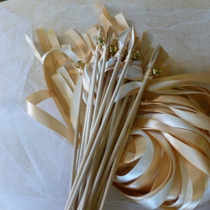150 Ribbon Wedding Wands Toffee and Ivory Wedding Send Off Idea Cermony Exit Ribbon Wedding Favor