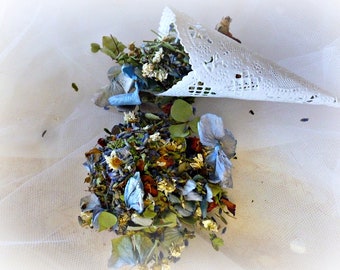 Handmade Paper Doily Cones: Farm Grown Flower Blend Wedding Toss - Set of 50