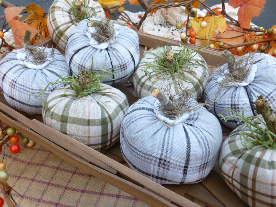 Set of EIGHT Fabric Farmhouse Fall Decor Pumpkins! Perfect for Table ...