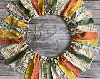 Farmhouse Fall Garland: Hand-Ripped Cotton Fabric Banner
