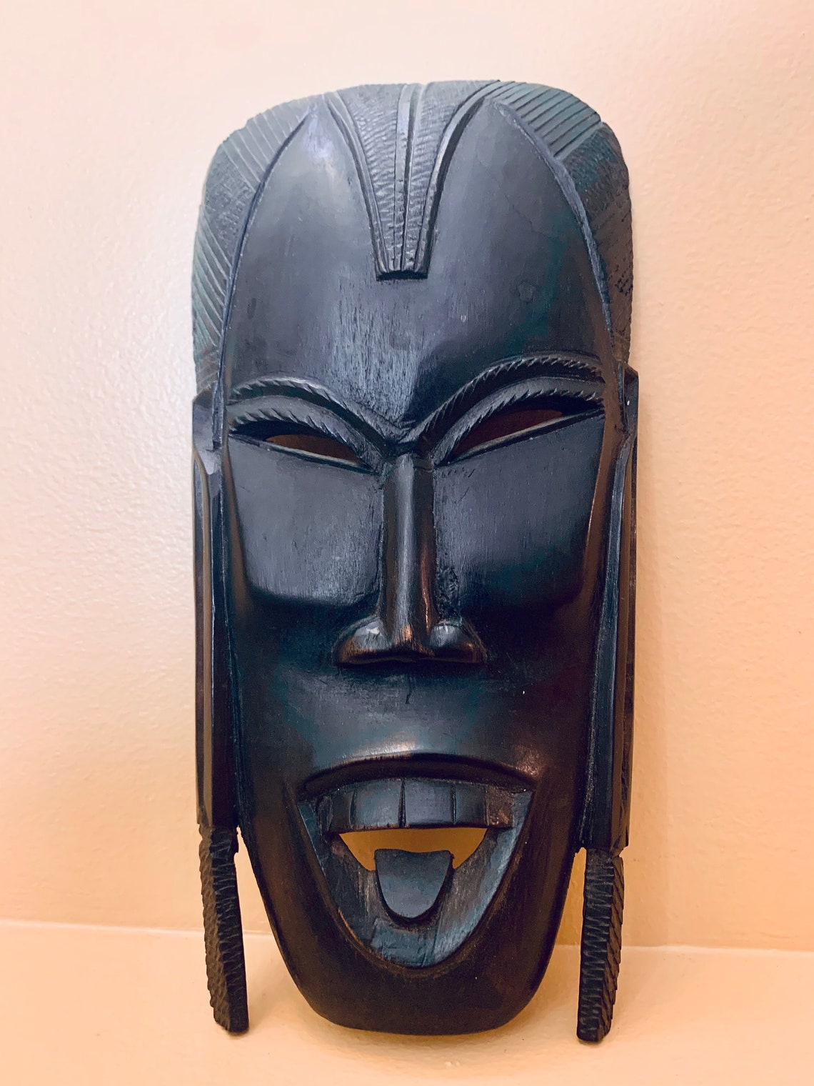 Hand Carved Kenya African Maasai Tribal Mask Ebony Ironwood Etsy